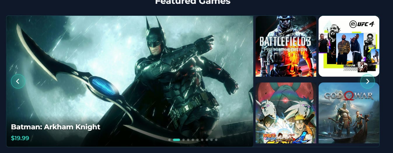 Featured games carousel
