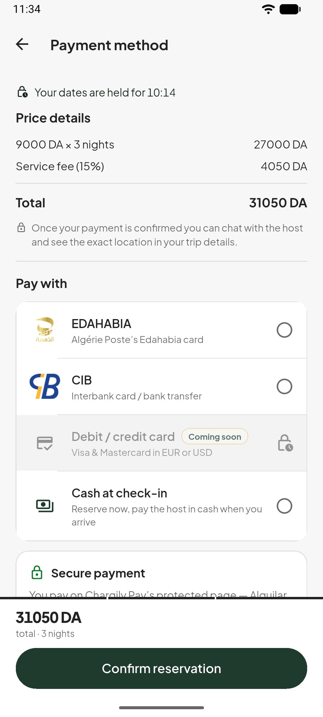 App: Edahabia, CIB or cash