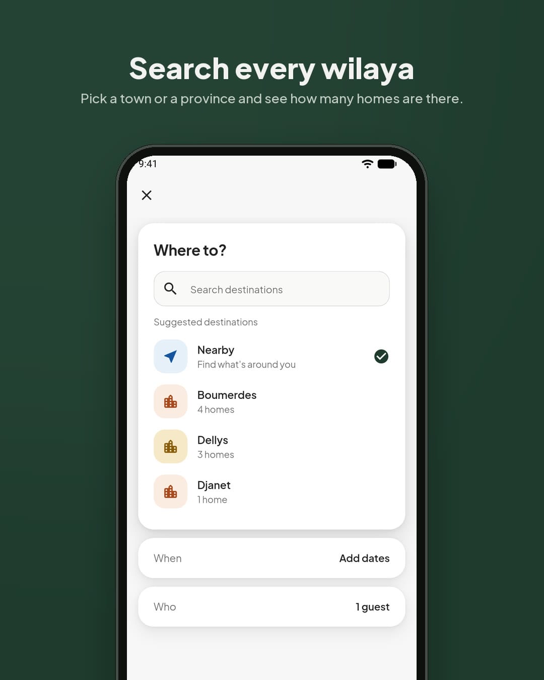 Search every wilaya