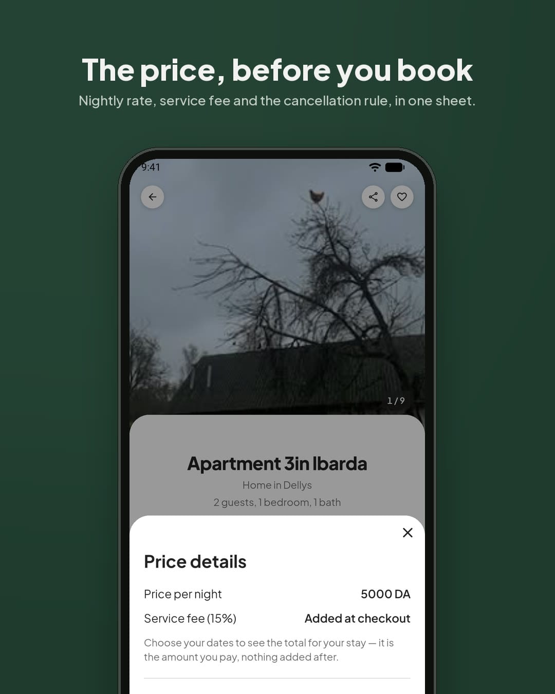 The full price before booking